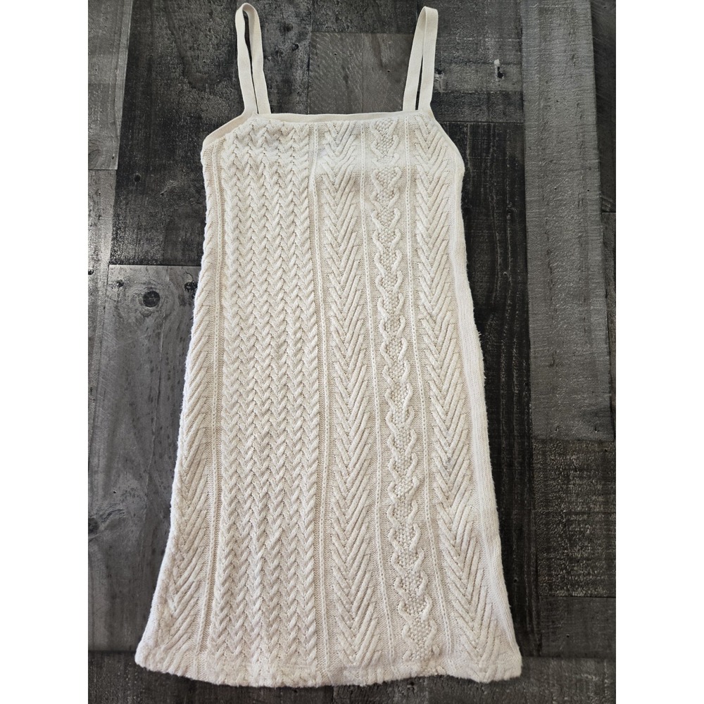 Zara Cable Knit Tank Boho‎ Cami Dress in an ecru/cream color.